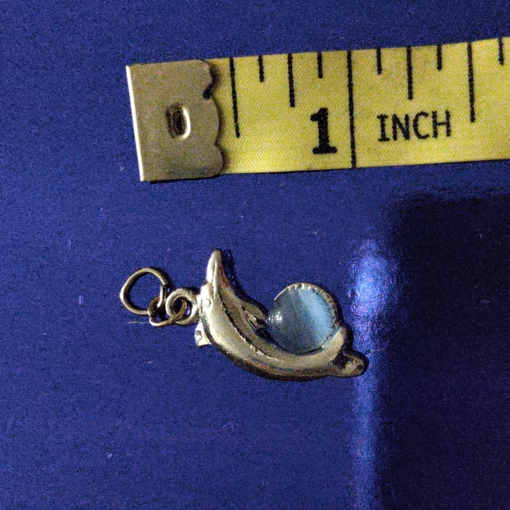🐬 JAY DOLPHIN CHARM 🫶🏼 BLUE AQUAMARINE ROUND STONE